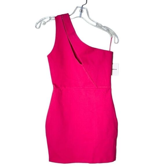 Superdown Nava Asymmetrical Mini Dress in Hot Pink One Shoulder NWT S - Picture 6 of 11